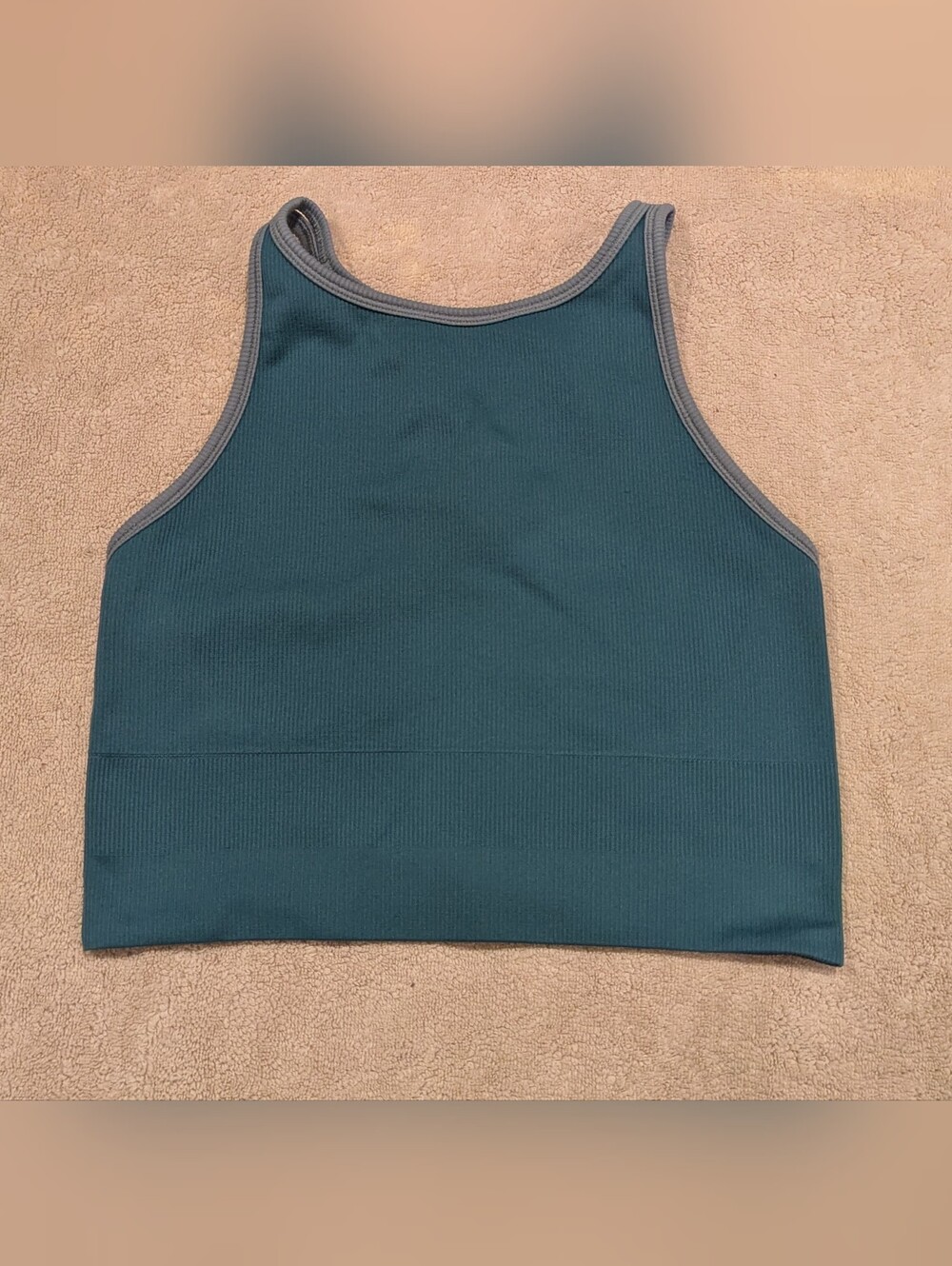 Athleta Aurora High Neck Seamless Crop Rib Tank - Borealis Green Size S